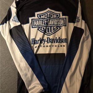 Harley-Davidson Black White Navy Blue Long Sleeve Kids Top
